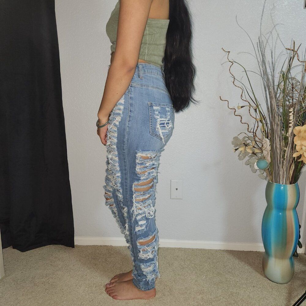 FULL DISTRESSED HIGH WAIST SKINNY JEANS- Size 5 - Picture 5 of 9